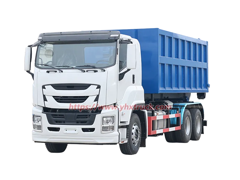 Isuzu 6&times;2 Three Axle Hook Lift Garbage Truck Complete Set With Detachable Skip Bin