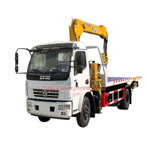 4x2 Dongfeng Dolica Flatbed Wrecker Truck With Crane