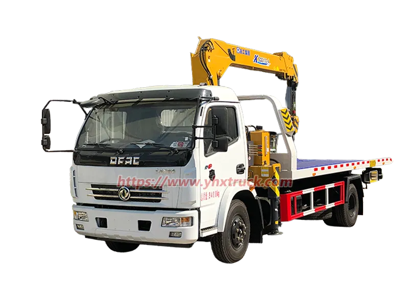 4x2 Dongfeng Dolica Flatbed Wrecker Truck With Crane