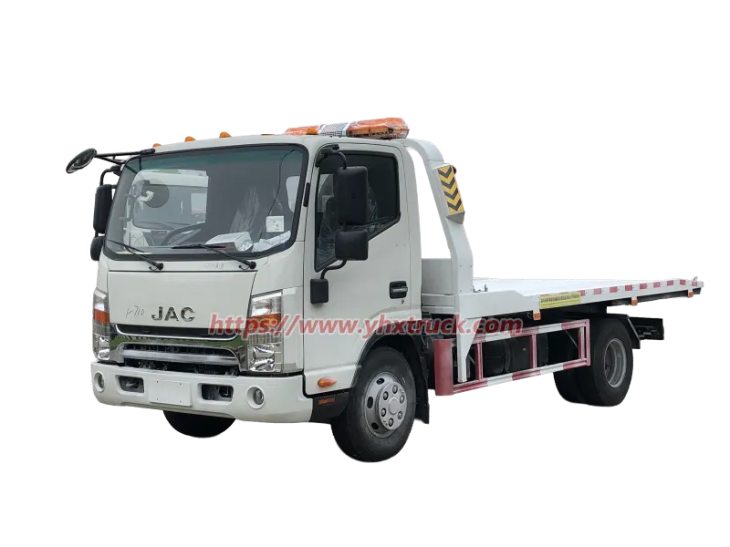 4x2 JAC Light Blue Plate Flatbed Wrecker Truck