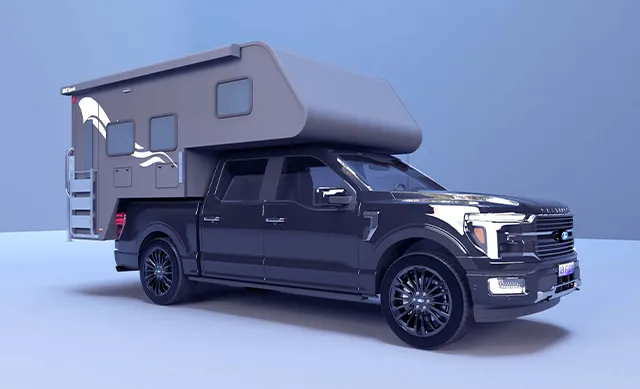 Rear sunken pickup camper