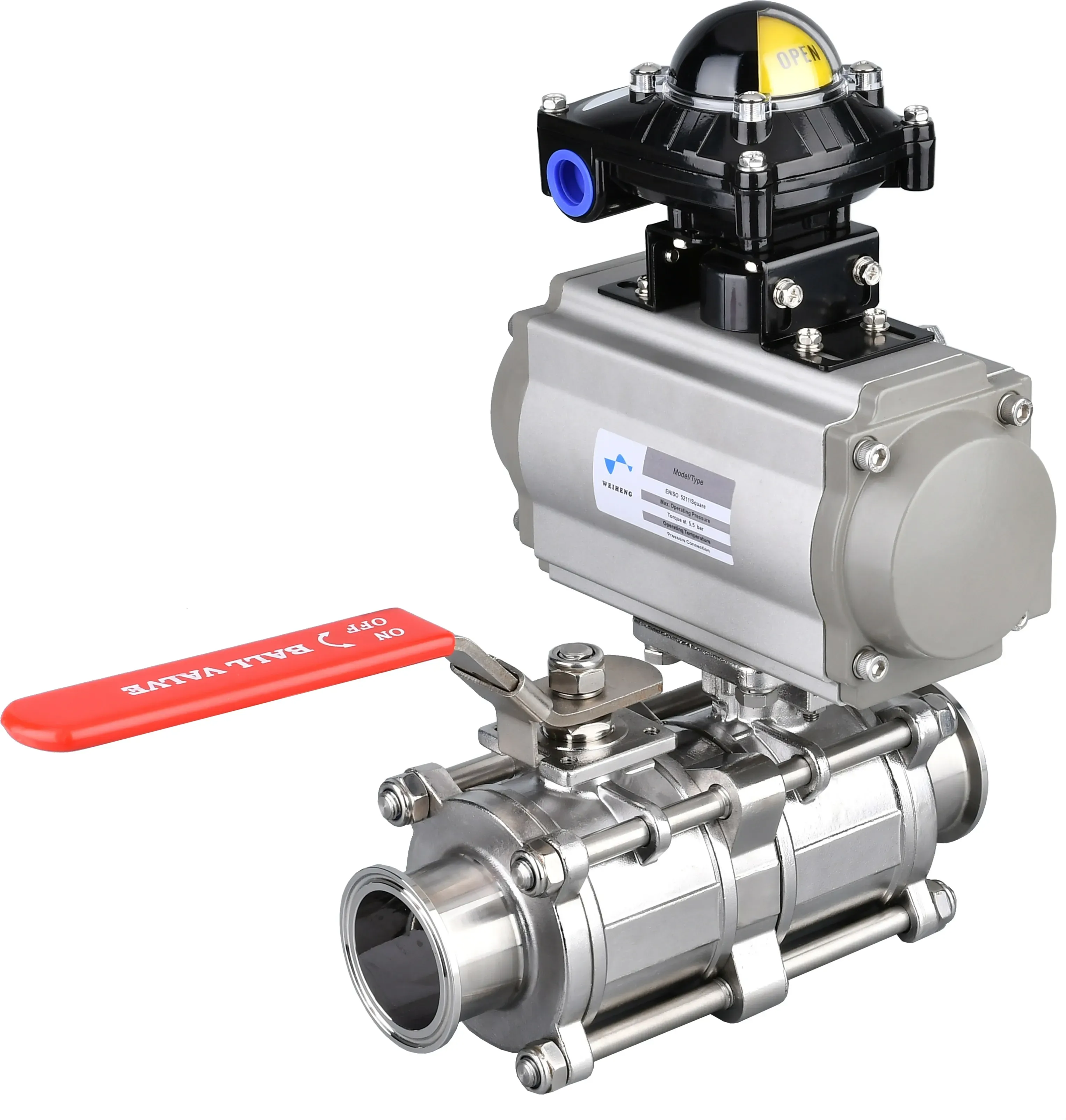 WH Sanitary Pneumatic and Handle Double-Controlled Ball Valve
