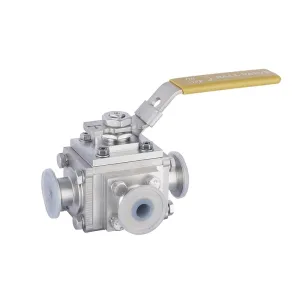 WH Sanitary Fluorine Lined Three-Way Ball Valve