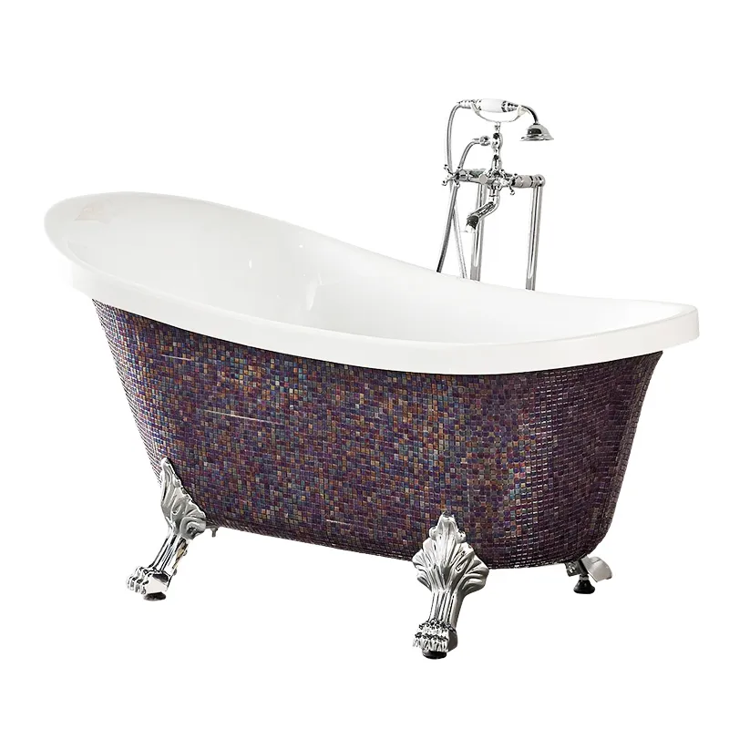 Modern Bathtub with Floor Mounted Faucet