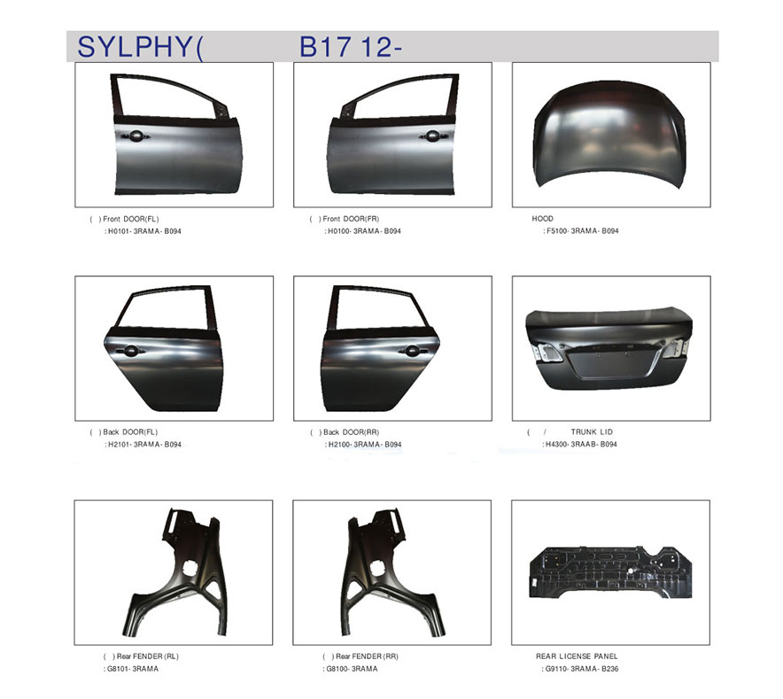 Nissan Sylphy 2012 Auto Body Parts China Manufacturers