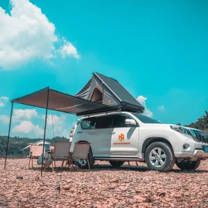 Black vinyl automatic telescopic side tent