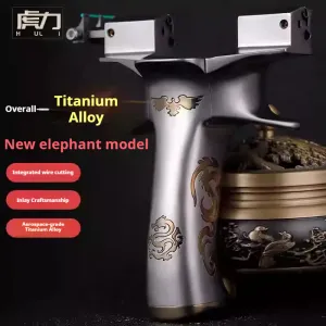 Tiger Power High-End All-Titanium Alloy Dragon Tooth Infinite Elephant CNC Outdoor High-Precision Flat Rubber Band Slingshot Frame