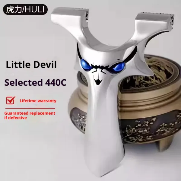 440C Stainless Steel Little Devil Fourth Generation Dragon Tooth Fast Press Outdoor High Precision Flat Rubber Band Monster Slingshot Holder