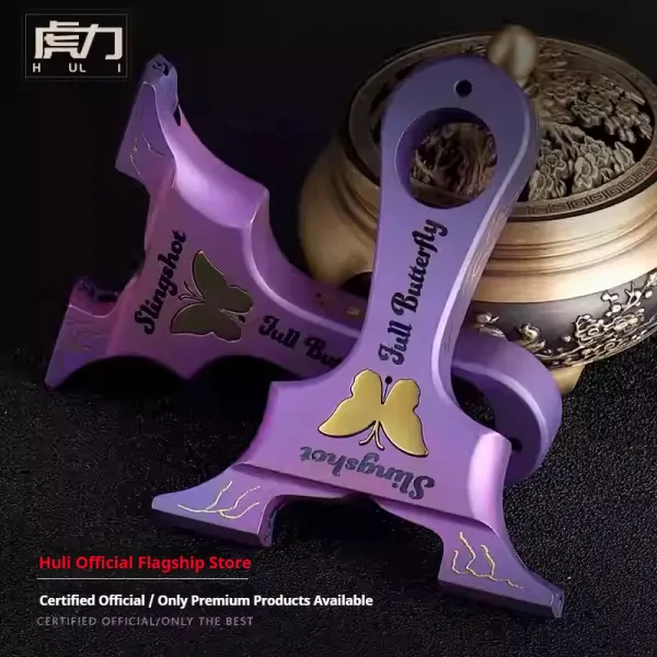Genuine all-titanium alloy blued butterfly dragon tooth slingshot outdoor high-power high-precision flat rubber band slingshot holder