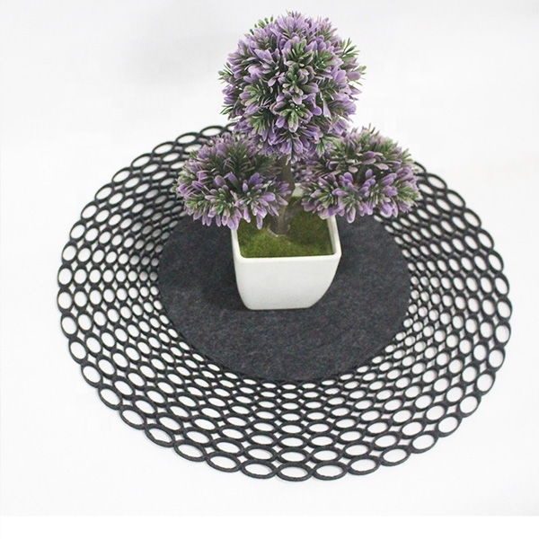 Laser Cut Felt Round Tablecloth For Home Kitchen 