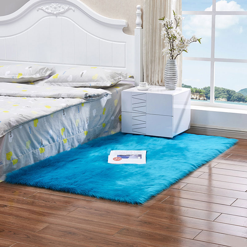 Rectangle Colorful Shaggy Plush Fuax Fur Carpet for Home