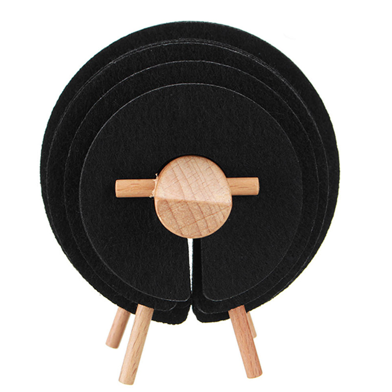 Felt Sheep Coaster Pads with Wood Holder Set Felt Cup Glass Coasters for Drink