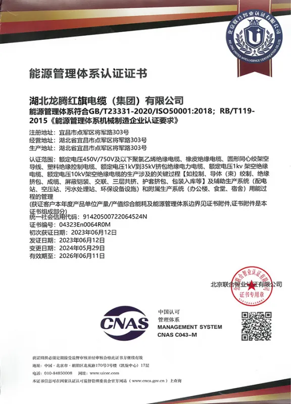 Energy Management System Certification Certificate