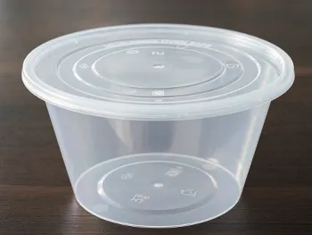 Cubo redondo desechable de pl&aacute;stico transparente reforzado 1500 