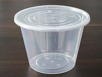 Cubo redondo desechable de pl&aacute;stico reforzado transparente 2000