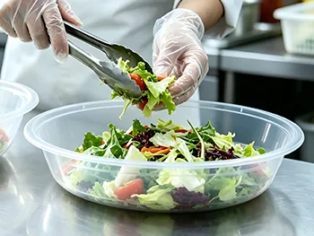 Cuenco Redondo Desechable de Pl&aacute;stico Transparente Reforzado Apto para Uso Alimentario para Ensaladas y Mezclas