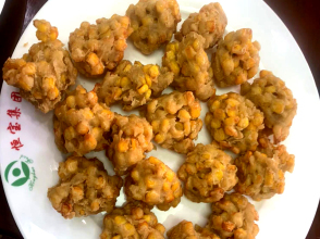Pre-fried corn balls