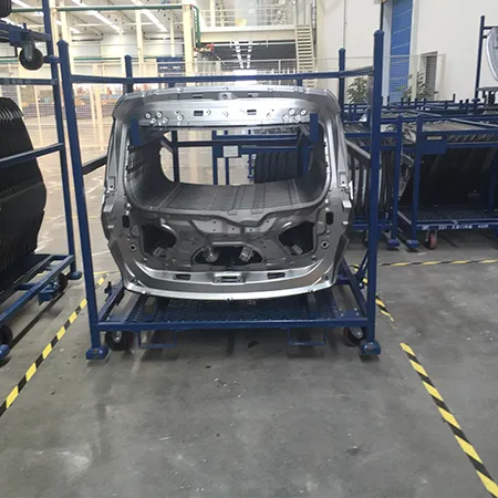 Mobile Auto Tail Gate Assembly Turnover Rack With Casters