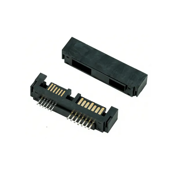 SATA 7+6P Solder / DIP-Type Male Connector LCP Black UL94V-0
