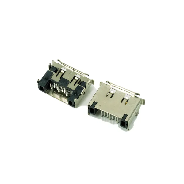 eSATA 7P Dual‑Row DIP Through‑Hole Male Connector with Crimped Edge, 1.5A 40V, Tin‑Plated, Tray Pack
