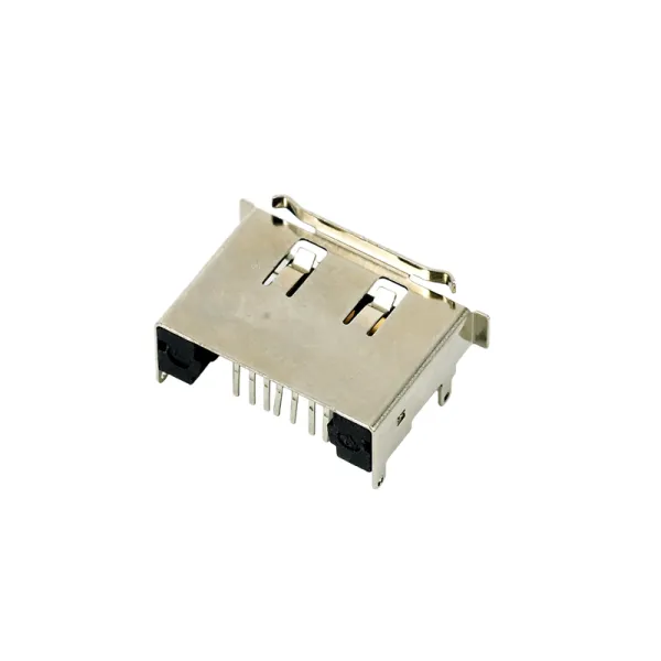 eSATA 7P Top‑Mount DIP Plug‑In Male Connector with Crimped Edge, LCP GF30, UL94 V‑0