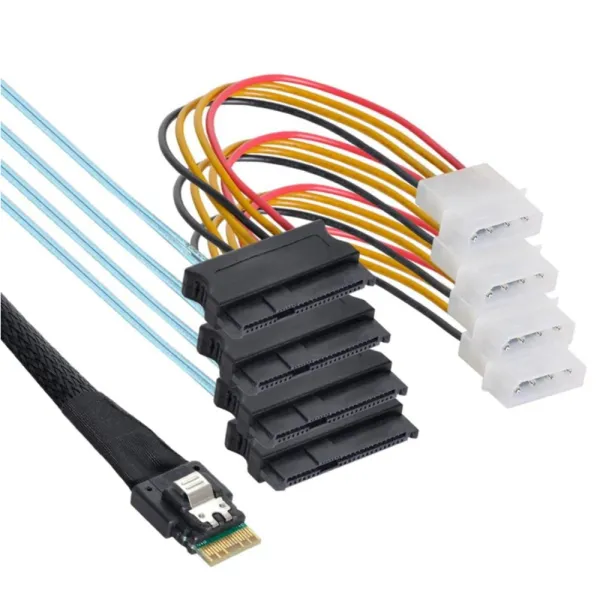 Mini SAS 8654 4I to 4 x SFF-8482 + 4 Power Cable Assembly