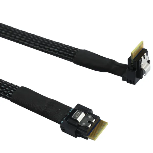 Mini SAS 8654 4I to 4I 90 Degree Cable Assembly