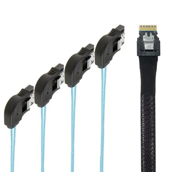Mini SAS 8654 4I to SATA Right Angle Cable Assembly