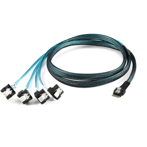 Mini SAS 8654 4I to SATA 90 Degree Cable Assembly