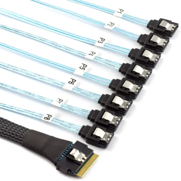 Mini SAS 8654 8I to 8 SATA Straight Cable Assembly