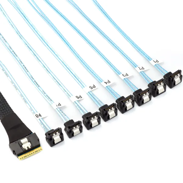 Mini SAS 8654 8I to 8 SATA 90 Degree Cable Assembly