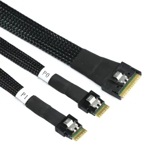 Slim SAS 8654 8I to Slim SAS 8654 4I Anti-Skew Cable Assembly