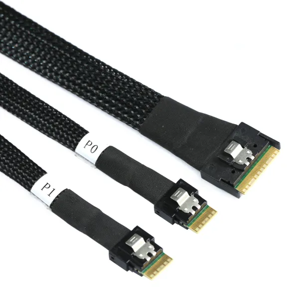 Slim SAS 8654 8I to Slim SAS 8654 4I Anti-Skew Cable Assembly