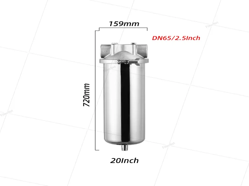Heavy-Duty 20" Stainless Steel Water Pre-Filter Housing with DN65 Connection