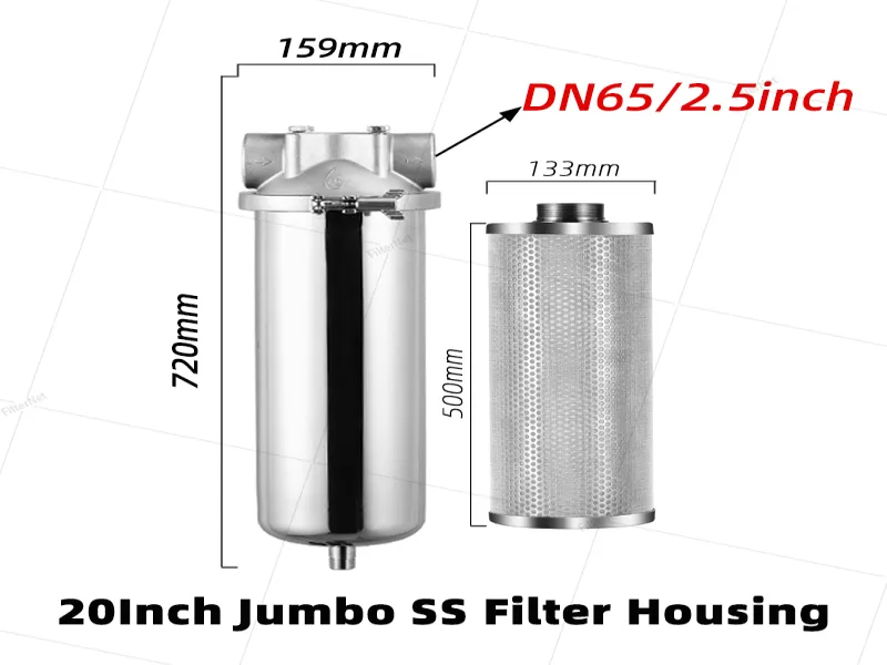 20-Inch Reusable Stainless Steel Mesh Pre-Filter Housing for Industrial Applications