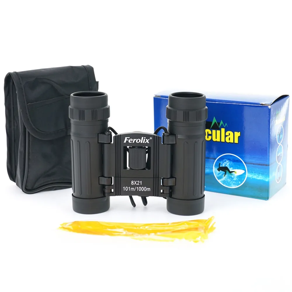 Ferolix L301-0821 8x21 Compact Roof Prism Binoculars, BK7 FC Fully Coated Pocket Binoculars for Travel & Wholesale Supply