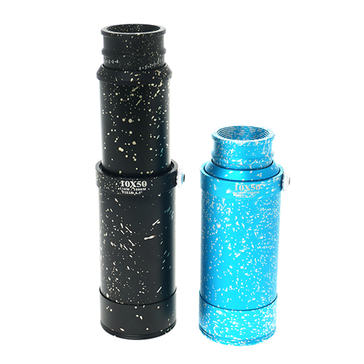 R06-1050 10X50 handheld monocular main product shot, golden and black monocular China wholesale