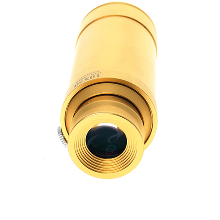 R06-1050 10X50 handheld monocular main product shot, golden and black monocular China wholesale