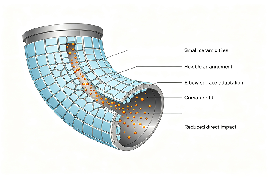 mosaic ceramic lined elbow structure