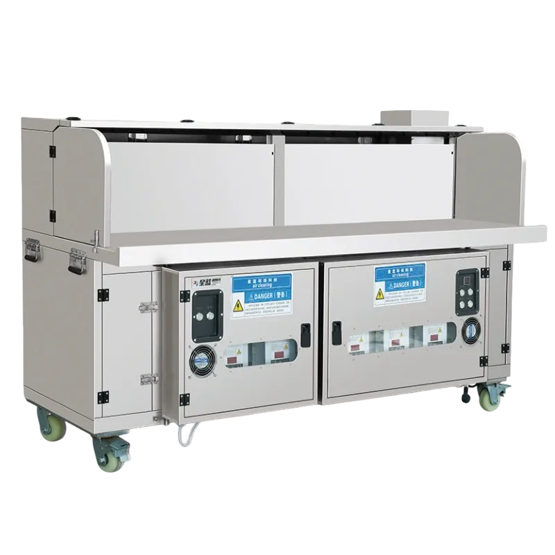 Carrello per barbecue in composito di tipo piatto con aspirazione d'aria, acqua ed elettricit&agrave;