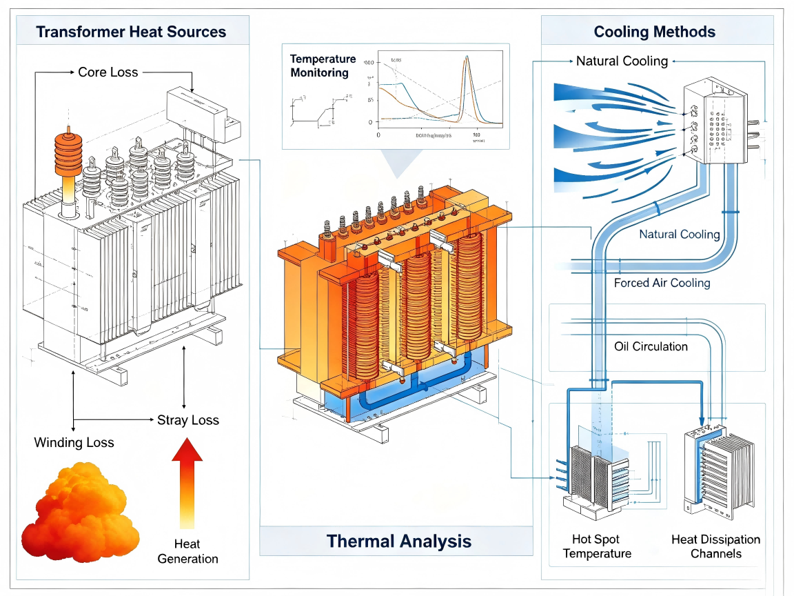 Transformer thermal management system showing cooling design for AI data center high load operation