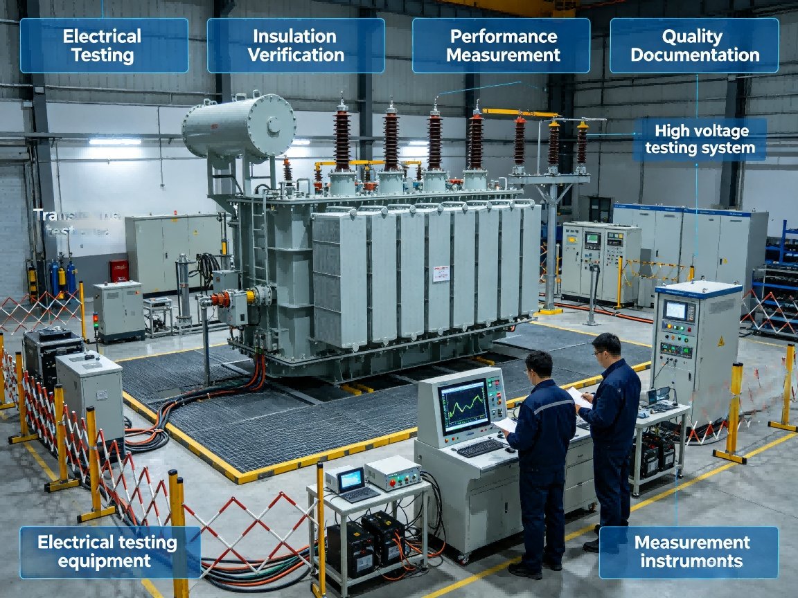 Transformer factory testing quality control electrical performance verification and inspection process
