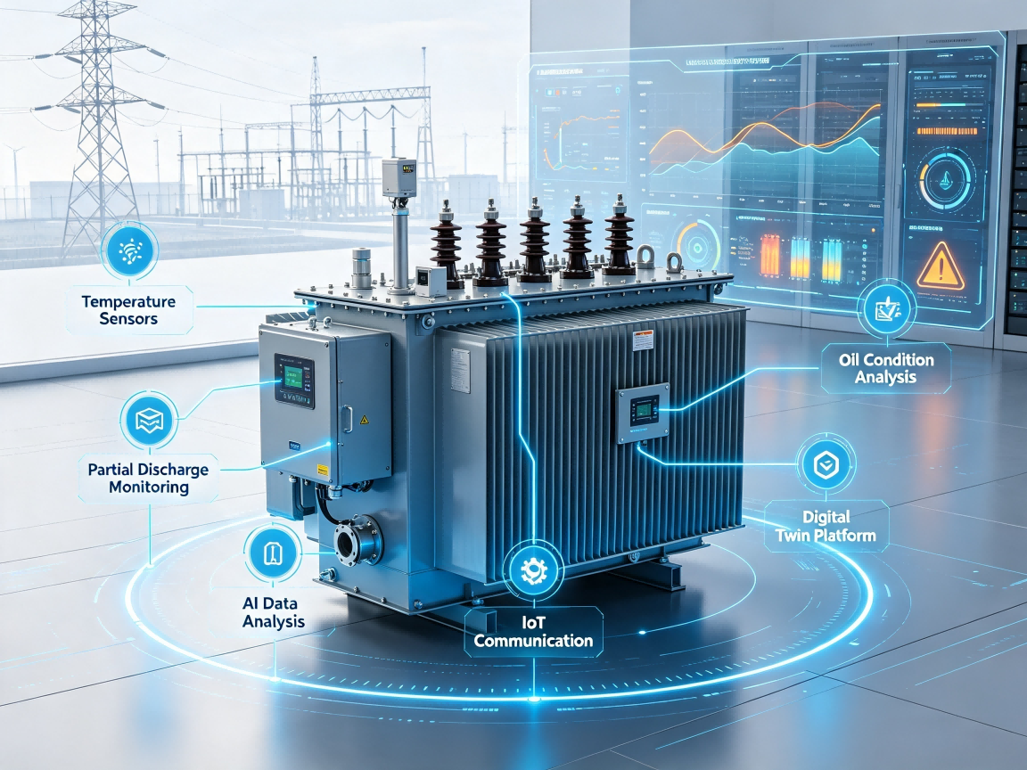 Smart transformer with IoT monitoring digital twin and AI predictive maintenance system