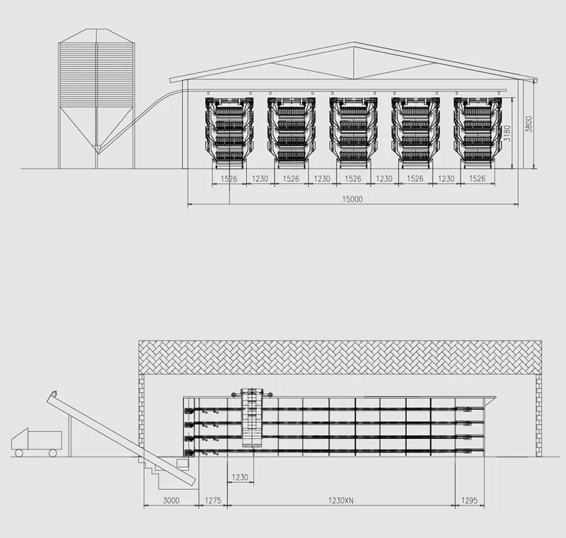 Rendering of a Standard Brooding House with Five Rows and Four Floors