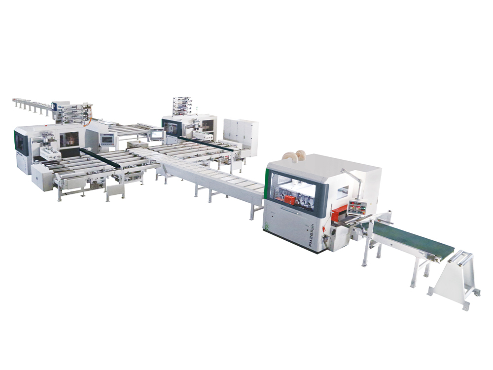 Heavy Duty Roller Type Double Surface Planer + Optimization Rip Saw + Optimizing Cross Cut Saw