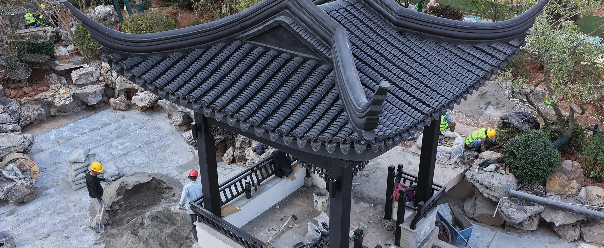 Metal roof tiles, aluminum alloy pavilions, temple ceilings, aluminum alloy Chinese building materials