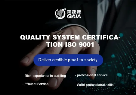 Quality system certification ISO 9001