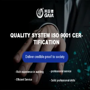 Quality system ISO 9001 certification