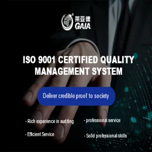 ISO 9001 certified quality management system