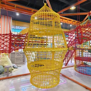Hanging Multi-layer Rainbow Rope Net Climbing Tower &ndash; Indoor Kids Play Equipment